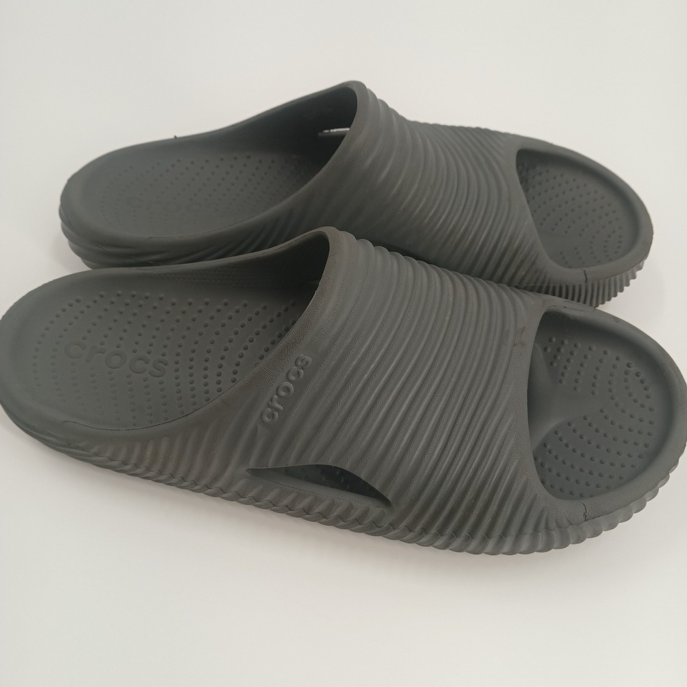 Crocs Mellow Tide Recovery Slides Mens 12 Dark Grey Anthracite Comfort Sandals